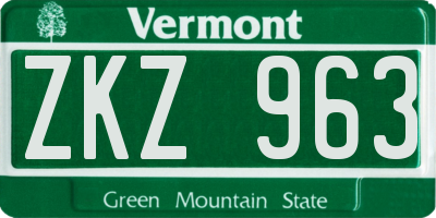 VT license plate ZKZ963