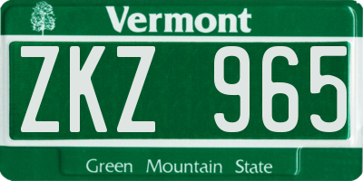 VT license plate ZKZ965