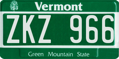 VT license plate ZKZ966