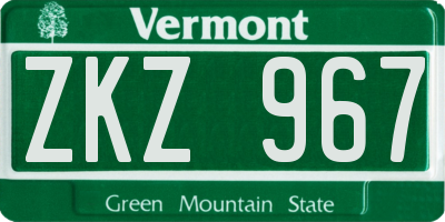 VT license plate ZKZ967