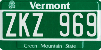 VT license plate ZKZ969