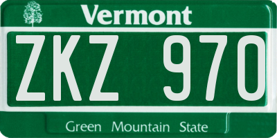 VT license plate ZKZ970