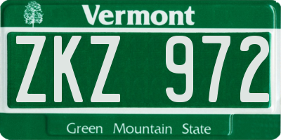 VT license plate ZKZ972