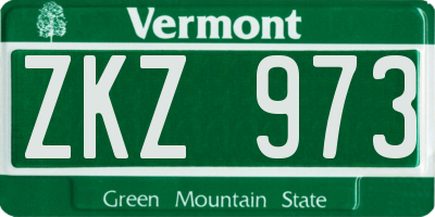 VT license plate ZKZ973