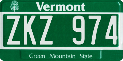 VT license plate ZKZ974