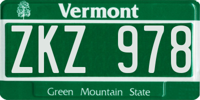 VT license plate ZKZ978