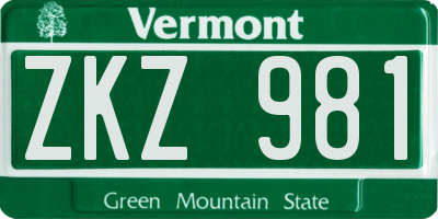 VT license plate ZKZ981