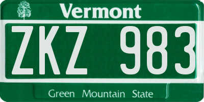 VT license plate ZKZ983