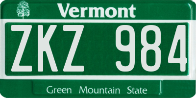 VT license plate ZKZ984
