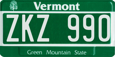 VT license plate ZKZ990