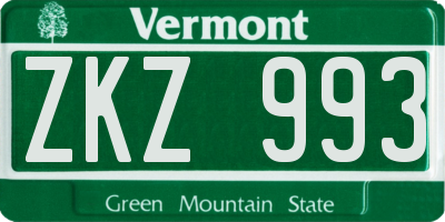 VT license plate ZKZ993