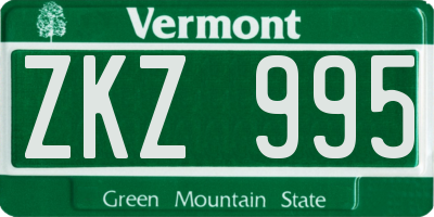 VT license plate ZKZ995