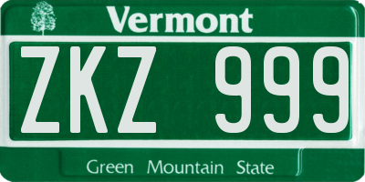 VT license plate ZKZ999