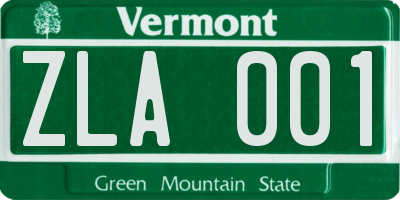 VT license plate ZLA001