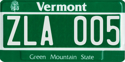 VT license plate ZLA005