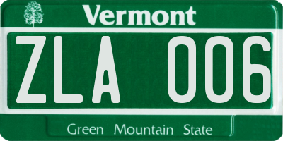 VT license plate ZLA006
