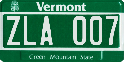 VT license plate ZLA007
