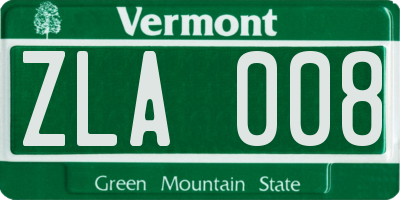 VT license plate ZLA008