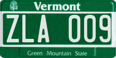 VT license plate ZLA009