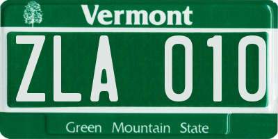 VT license plate ZLA010