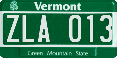VT license plate ZLA013