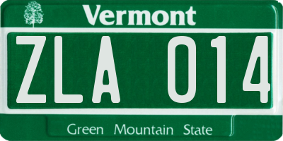 VT license plate ZLA014