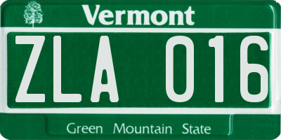VT license plate ZLA016