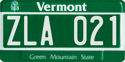 VT license plate ZLA021