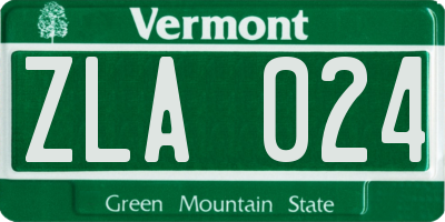 VT license plate ZLA024