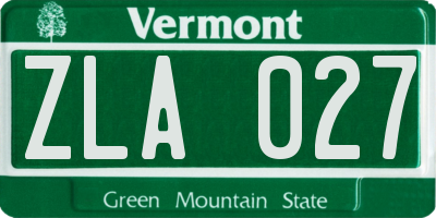 VT license plate ZLA027