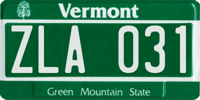 VT license plate ZLA031