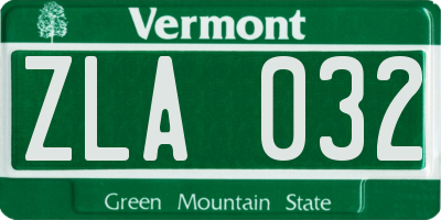 VT license plate ZLA032