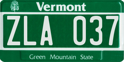 VT license plate ZLA037