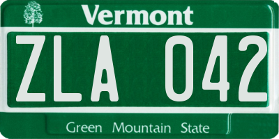 VT license plate ZLA042