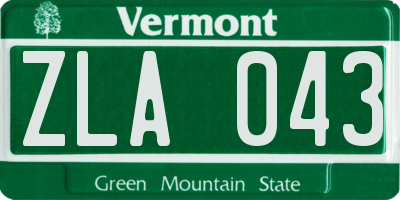 VT license plate ZLA043