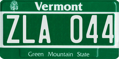 VT license plate ZLA044