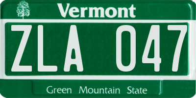 VT license plate ZLA047