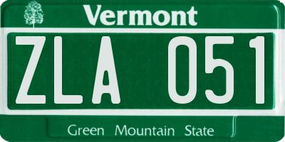 VT license plate ZLA051