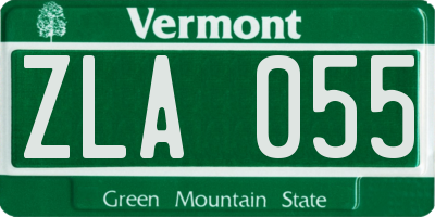 VT license plate ZLA055