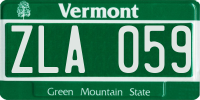 VT license plate ZLA059