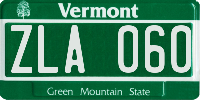 VT license plate ZLA060