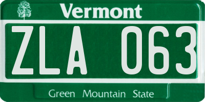 VT license plate ZLA063