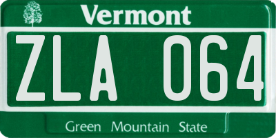 VT license plate ZLA064