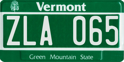 VT license plate ZLA065