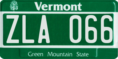 VT license plate ZLA066