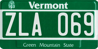 VT license plate ZLA069