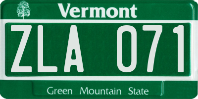 VT license plate ZLA071