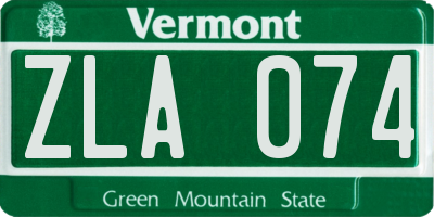 VT license plate ZLA074