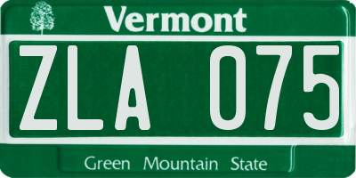 VT license plate ZLA075