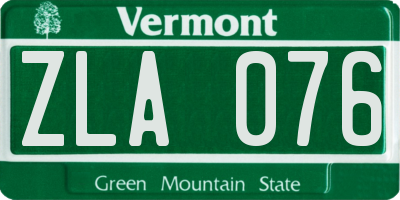 VT license plate ZLA076